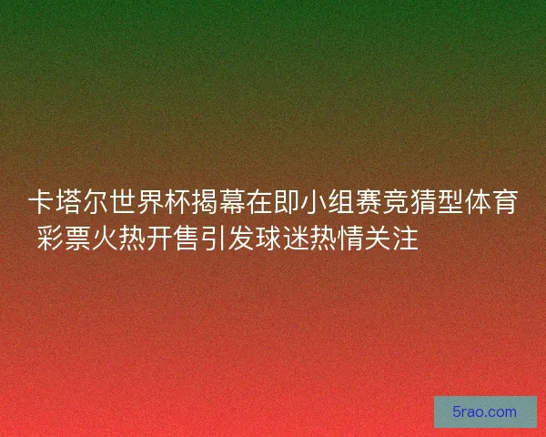卡塔尔世界杯揭幕在即小组赛竞猜型体育彩票火热开售引发球迷热情关注 ⚽️🔥